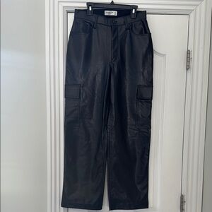 Abercrombie & Fitch Black Faux Leather 90s relaxed High-Rise Pants